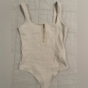 Abercrombie & Fitch Cream Ribbed Bodysuit